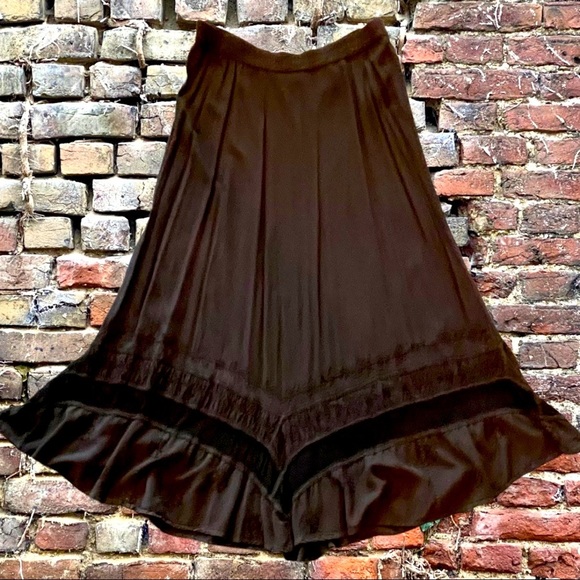 Youtopia Dresses & Skirts - Boho Youtopia Sz 1X Chocolate Brown Flowy Maxi Skirt with Crochet Details